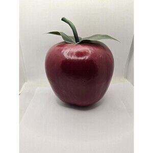 Apple Gourd with Stem Hand Painted Red 7.25" Tall